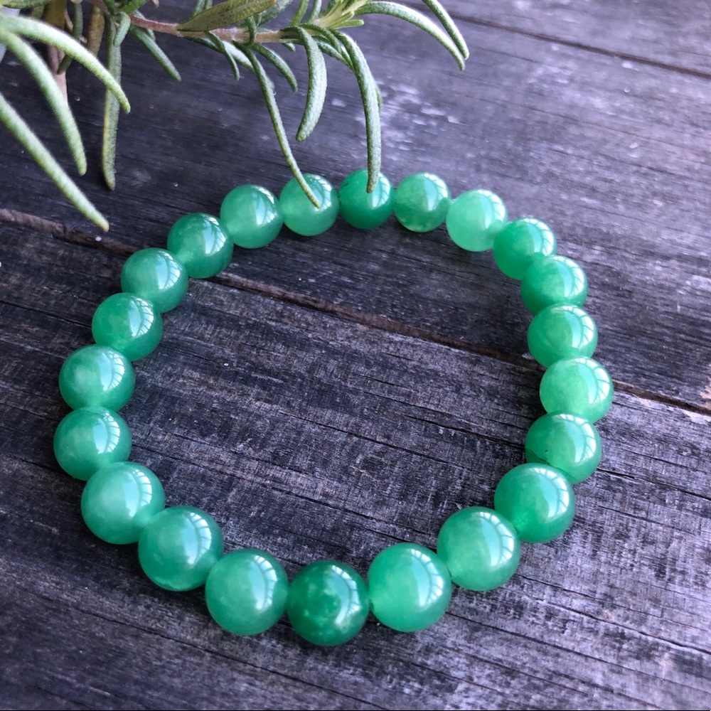 New Dark Aventurine Green Bead Stretch Bracelet 💚